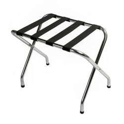 CSL S155C-BL Metal Luggage Rack w/ 2 1/4" Black Poly Straps - 26"W x 16 1/2"D x 20"H, Zinc