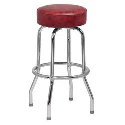 Royal Industries ROY 7711 CRM Backless Commercial Bar Stool w/ Crimson Vinyl Seat, Chrome