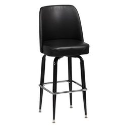 Royal Industries ROY 7714 B Commercial Bar Stool w/ Solid Back & Black Vinyl Bucket Seat, Black