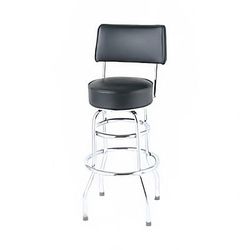 Royal Industries ROY 7716 B Commercial Bar Stool w/ Open Back & Black Vinyl Seat, Chrome, Set of 2