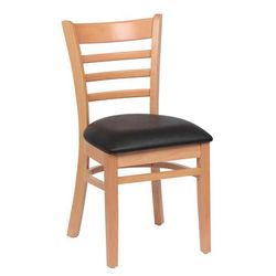 Royal Industries ROY 8001 N BLK Side Chair w/ Ladder Back & Black Vinyl Seat - Beechwood Frame, Natural Finish, Pack of 2