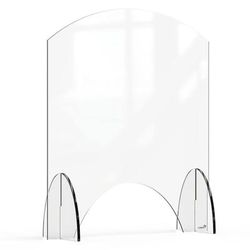 Rosseto AG008 Freestanding Safety Shield w/ Pass Thru Window - 24"L x 28"H, Acrylic, Clear, Pass-Through Window