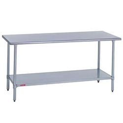 Duke 314-24132 132" 14 ga Work Table w/ Undershelf & 300 Series Stainless Flat Top, Stainless Steel