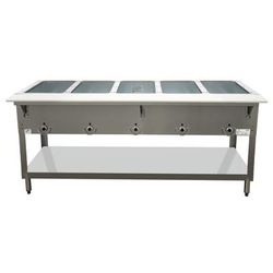 Duke E305 240/1 72 3/8" Hot Food Table w/ 5 Wells & Cutting Board, 240v/1ph, Silver