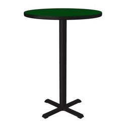 Correll BXB30R-39-09-09 30" Round Bar Height Table - Green Laminate Top, Cast Iron Base