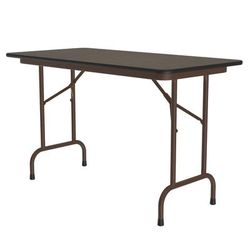 Correll PC2448P-01 48" Rectangular Folding Table w/ Walnut Plywood Top, 29"H, Black