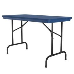Correll R2448 27 48" R-Series Rectangular Folding Table w/ Blue Plastic Top, 29"H
