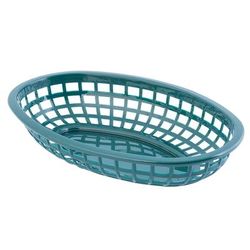 Tablecraft 1074FG Classic Basket - 9 1/4" x 6 " x 1 3/4", Polyethylene, Oval, Forest Green