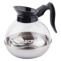 Tablecraft 18 64 oz Coffee Decanter, Poly w/ Stainless Base, Black Handle, Clear