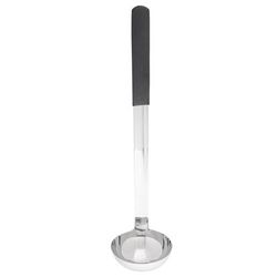 Tablecraft AM5313BK 3 oz Serving Ladle - Stainless Steel, Black Plastic Handle, Silver