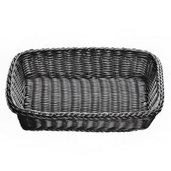 Tablecraft M2489 Rectangular Basket, 16 x 11 3/4x 3 1/2", Polypropylene Cord, Black