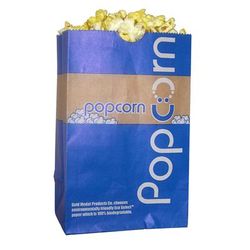 Gold Medal 2208E 46 oz EcoSelect Natural Fiber Paper Disposable Popcorn Bags, 1,000/Case, Blue, Pack of 1000