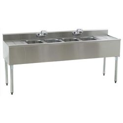 Eagle Group B6C-4-18 72" Underbar Sink Unit w/ (4) Compartments, 12 1/2" Left & Right Drainboards, Stainless Steel