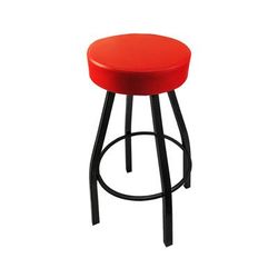 Oak Street SL2132-RED Backless Swivel Commercial Bar Stool w/ Red Seat, Black