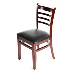 Oak Street WC101MH BLK Dining Chair w/ Ladder Back & Black Vinyl Seat - Beechwood Frame, Mahogany Finish