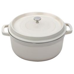 GET CA-012-AWH/BK/CC Heiss 4 1/2 qt Ceramic Coated Aluminum Dutch Oven, Antique White