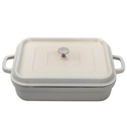 GET CA-017-AWH/BK/CC 7 1/2 qt Induction Roasting Pan - Aluminum w/ Ceramic Coating, Antique White