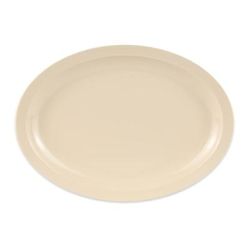 GET OP-614-T 13 1/4" x 9 3/4" Oval Supermel Platter - Melamine, Tan, 12/Case, Beige