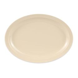 GET OP-614-T 13 1/4" x 9 3/4" Oval Supermel Platter - Melamine, Tan, 12/Case, Beige