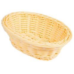 GET WB-1504-N Oval Bread & Bun Basket, 9" x 6 3/4", Polypropylene, Natural, Beige