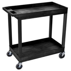 Luxor EC11-B 2 Level Polymer Utility Cart w/ 400 lb Capacity, Raised Ledges, Black