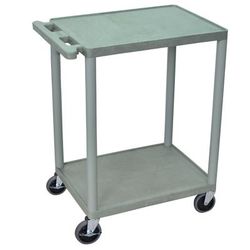 Luxor HE32-G 2-Level Polymer Utility Cart w/ 400-lb Capacity, Raised Ledges, Gray
