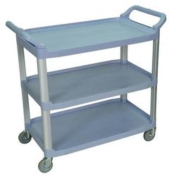 Luxor SC13-G 3-Level Polymer Utility Cart w/ 300-lb Capacity, Raised Ledges, Gray