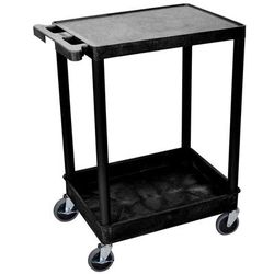 Luxor STC21-B 2 Level Polymer Utility Cart w/ 300 lb Capacity, Raised Ledges, Black