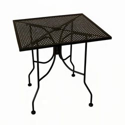 American Tables & Seating ALM3030 30" Square Outdoor Table w/ Umbrella Hole - Aluminum, Black, Square Mesh Top