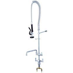 FLO FLO-98112 Deck Mount Pre Rinse Unit w/ Add On Faucet & 44" Hose, 1/2" NPT Female Threads, 12" Spout