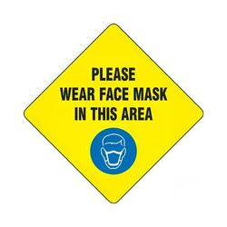 Accuform Signs MFS430 12" "Please Wear a Face Mask" Floor Sign - Laminated Adhesive Vinyl, Yellow, Laminated Vinyl