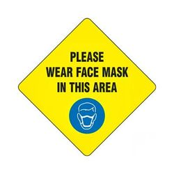 Accuform Signs MFS430 12" "Please Wear a Face Mask" Floor Sign - Laminated Adhesive Vinyl, Yellow, Laminated Vinyl