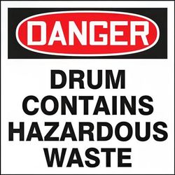 Accuform Signs MHZW105EVL "DANGER" Hazardous Waste Drum & Container Label - 6" x 6", Adhesive Poly Sheet, White, Pack of 250