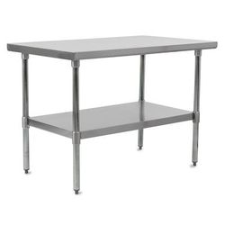 John Boos FBLS2424 24" 18 ga Work Table w/ Undershelf & 430 Series Stainless Steel Flat Top, Adjustable Undershelf, Plastic Bullet Feet