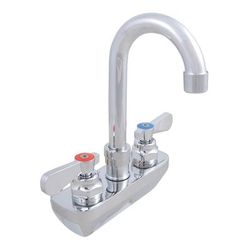John Boos PBF-4SM-3GLF Splash Mount Faucet - 3 1/2" Gooseneck Spout, 4" Centers, Chrome