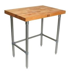 John Boos TNB10 2 1/4" Maple Top Work Table w/ Open Base, 72"L x 30"D, Stainless Steel