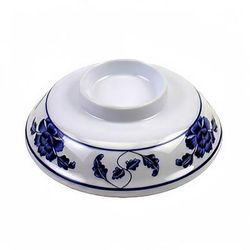 Thunder Group 3201CTB 5 1/4" Round Lotus Lid for Noodle Bowl - Melamine, White/Blue