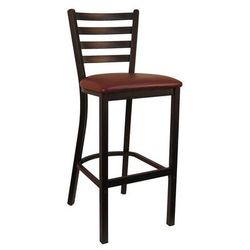 H&D Commercial Seating 6145B BGV Bar Stool w/ Ladder Back & Burgundy Vinyl Seat, Black Metal