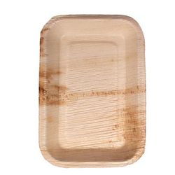 VerTerra 01-22-6X9D Disposable Deep Serving Tray - 6" x 9", Palm Leaf, Beige