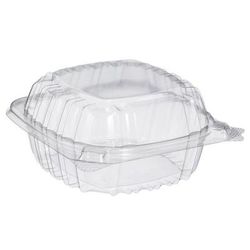 Dart C53PST1 ClearSeal Hinged Lid Food Container - 5 1/3"L x 5 1/3"W x 2 3/5"H, Plastic, Clear