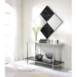 ACME Angwin Console Table, Mirrored, Faux Marble & Chrome - Acme 90515