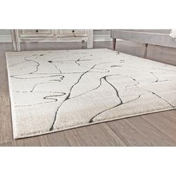 COSMOLiving Modern Marble Cream Swirl Area Rug