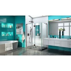 Dreamline DreamLine Quatra Plus 34 1/8 inch D x 46 3/8 inch W x 72 inch H Frameless Hinged Shower Enclosure in Oil Rubbed Bronze SHEN-1434460-06