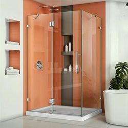 Dreamline DreamLine Quatra Lux 34 1/4 inch D x 46 3/8 inch W x 72 inch H Frameless Hinged Shower Enclosure in Chrome SHEN-1334460-01