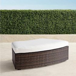 Pasadena II Curved Ottoman in Bronze Wicker - Standard, Coral/Red - Frontgate