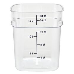 Cambro 18SFSPROCW135 18 qt FreshPro Square Food Storage Container - CamSquare, Polycarbonate, Blue Graduation, Clear Polycarbonate w/ Blue Graduations