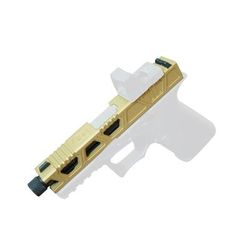 Gun Cuts Cyberpunk Slide for Glock 19 Optic Cut Gold GC-G19-CYB-GOL-RMR