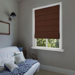 Wide Width Cordless Blackout Fabric Roman Shades by Whole Space Industries in Chocolate (Size 23" W 64" L)