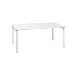 Bureau droit Eminence - L.140 x P.80 cm - Plateau Blanc - Pieds Blanc