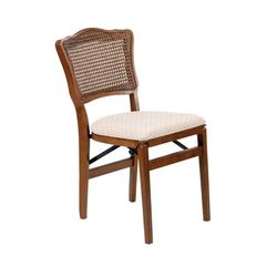 French Cane Back Folding Chairs, Set Of 2 by Stakmore in Fruitwood